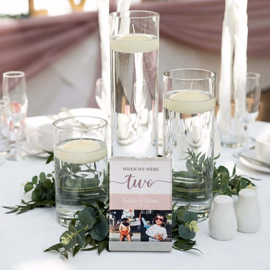 Cylinder vases with floating candles - Centerpieces - Image 2
